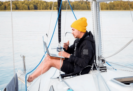 a man on a boat