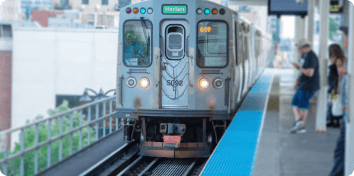 a commuter train at a station