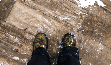 a person standing on a flooded floor