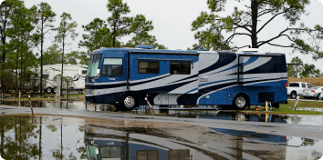 standing water near a parked RV