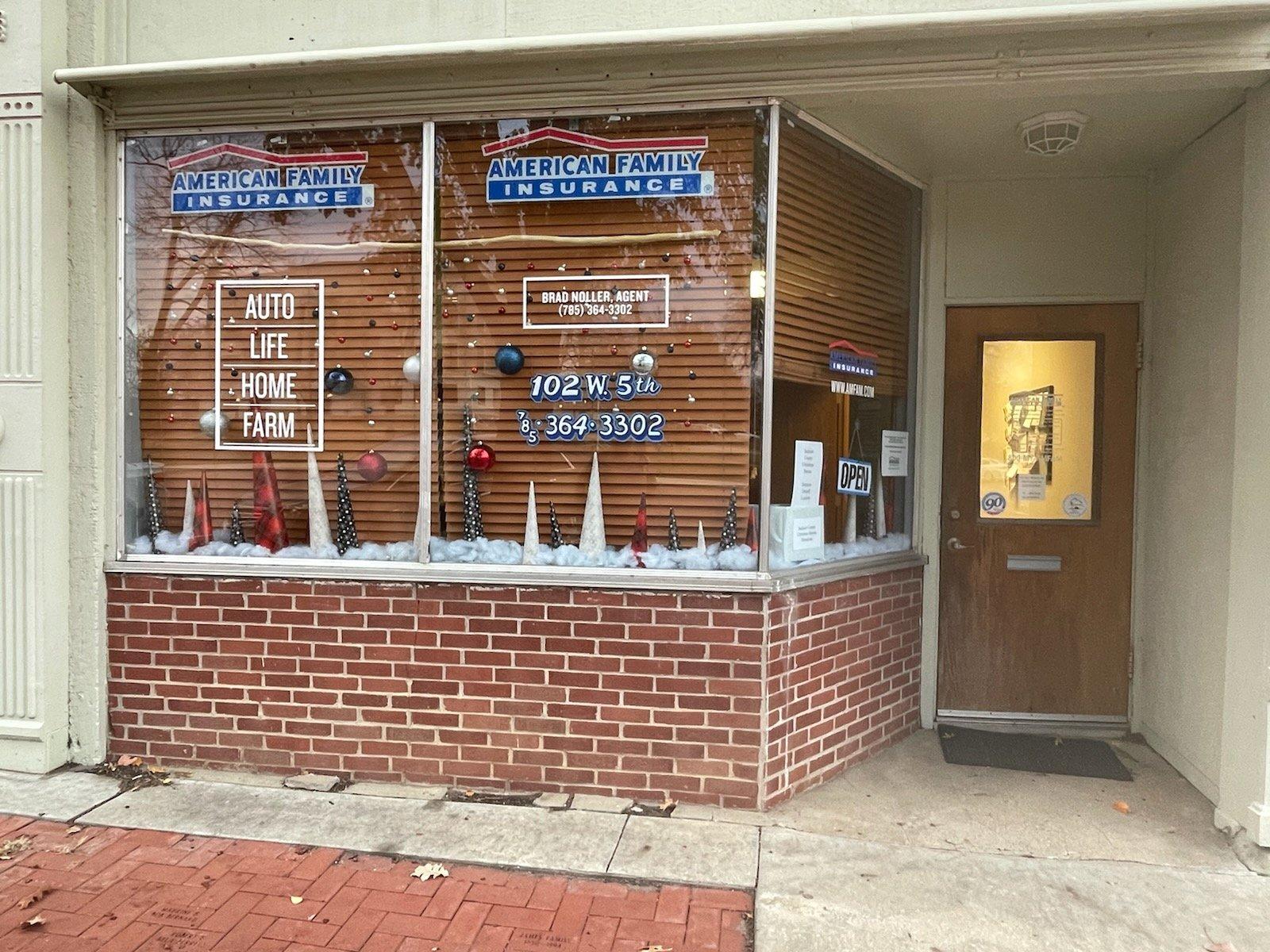 a store front with a door