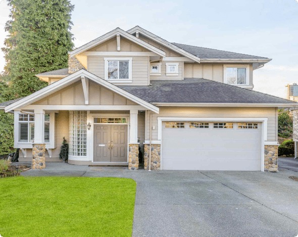 a home with an asphalt roof