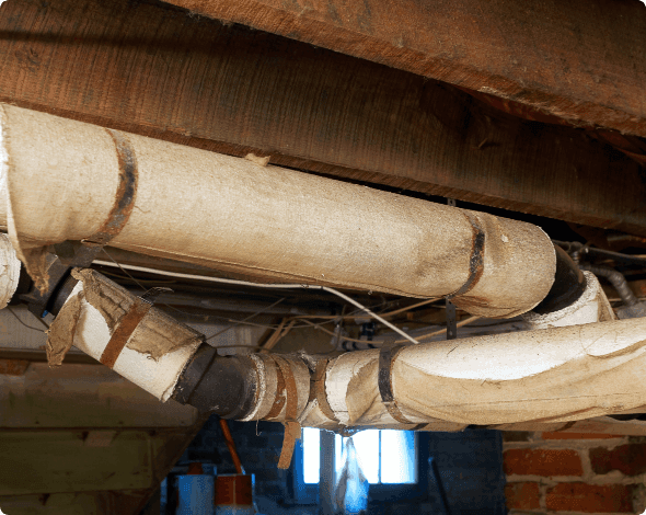 Asbestos-covered pipes.