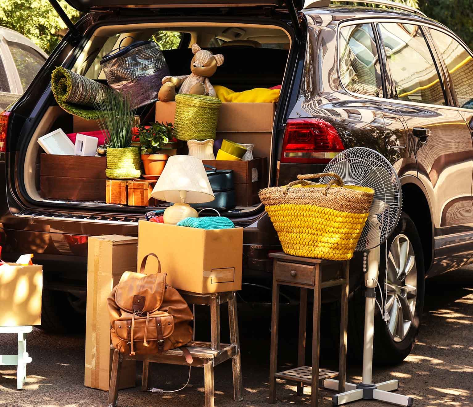 Packing a car ready to move