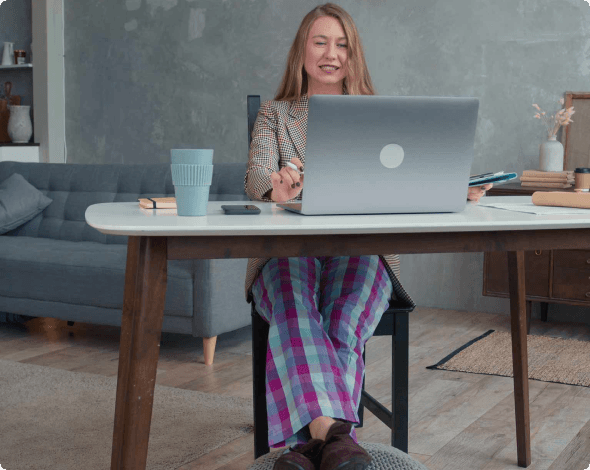 a woman working from home