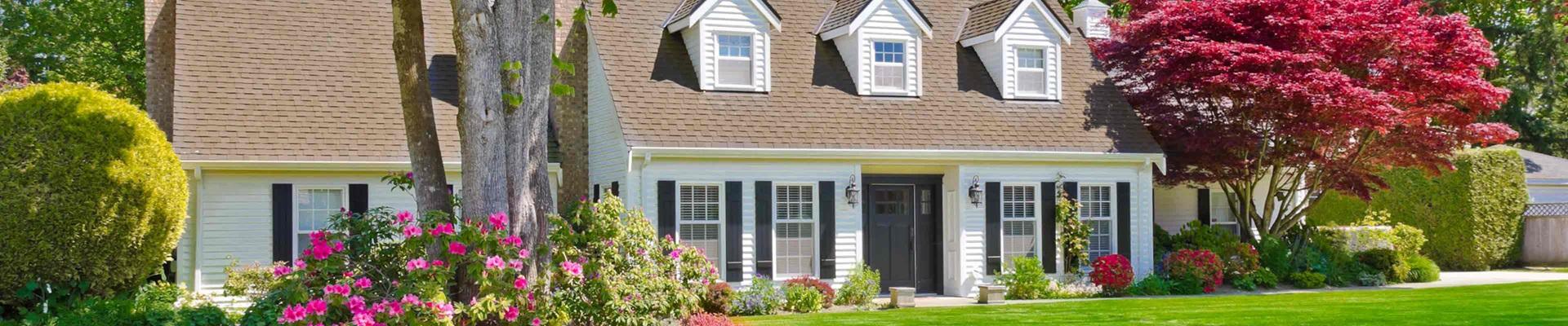 a house with a large front yard