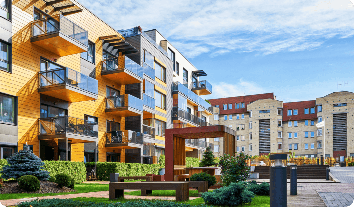 Apartment buildings on a clear day